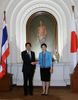 Photograph of Prime Minister Abe shaking hands with the Prime Minister of the Kingdom of Thailand, Ms. Yingluck Shinawatra