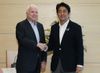 Photograph of Prime Minister Abe shaking hands with US Senator John Sydney McCain III