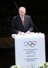 Photograph of IOC President Jacques Rogge delivering an address at the Opening Ceremony