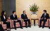 Photograph of Prime Minister Abe receiving a courtesy call from President Takeda of the Tokyo 2020 Bid Committee, and Olympians and Paralympians (1)
