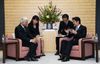 Photograph of Prime Minister Abe receiving a courtesy call from the Special Envoy of the Prime Minister of India, Dr. Ashwani Kumar (2)