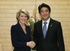 Photograph of Prime Minister Abe receiving a courtesy call from Minister for Foreign Affairs of Australia, Ms. Julie Bishop (1)