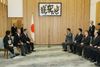 Photograph of the Prime Minister enjoying conversation with Mr. Jun and Mr. Kuniyoshi