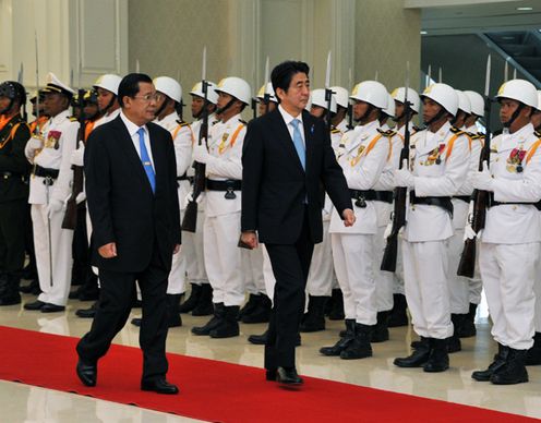 Photograph of the Prime Minister attending a welcome ceremony