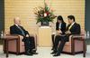 Photograph of Prime Minister Abe receiving a courtesy call from H.E. Dr. Hussain Al-Shahristani, Deputy Prime Minister of the Republic of Iraq
