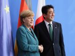 Photograph of Prime Minister Abe shaking hands with H.E. Dr. Angela Merkel, Federal Chancellor of the Federal Republic of Germany