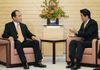 Photograph of Prime Minister Abe receiving the courtesy call from Prof. Nakamura