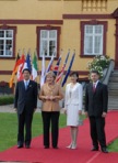 Photograph of Prime Minister and Mrs. Abe attending an informal dinner hosted by Chancellor Merkel and Dr. Sauer