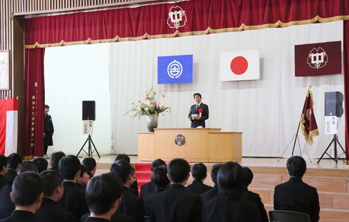 Photograph of the Prime Minister delivering an address at the graduation ceremony