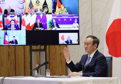 Photograph of the Primie Minister attending  the video conference (2)