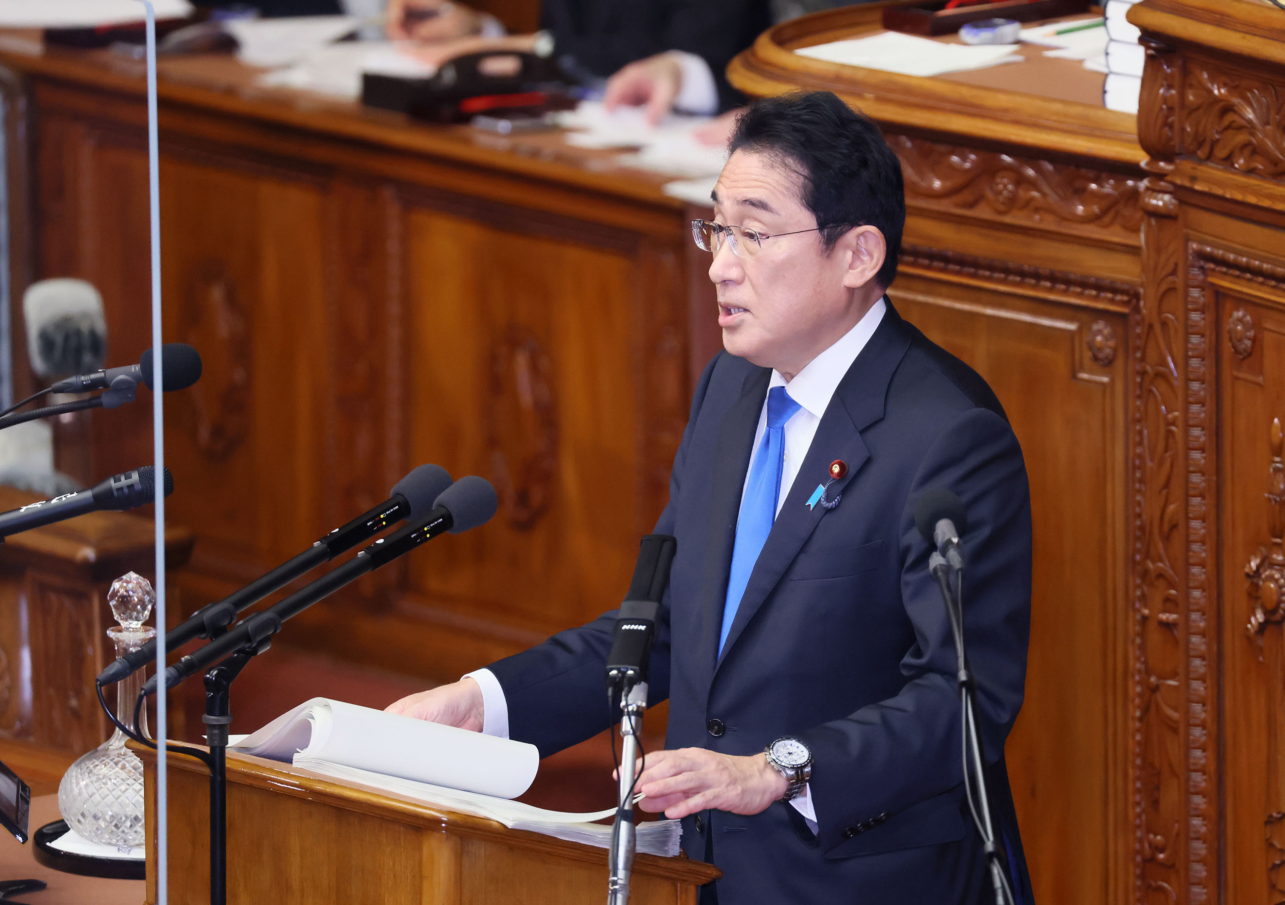 Prime Minister Kishida delivering a policy speech during the plenary session of the House of Representatives (1)