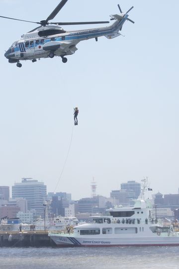 Photograph of the hoist rescue drill