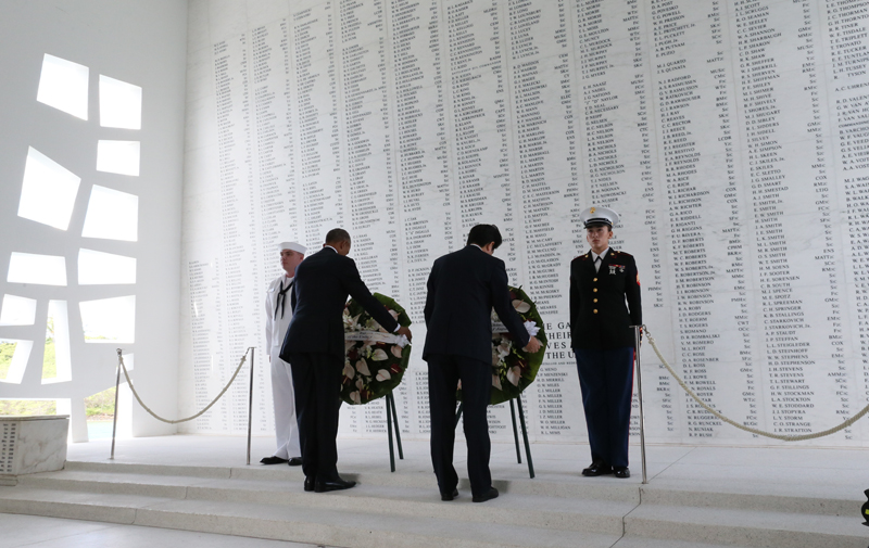 Photograph of the Prime Minister at the USS Arizona Memorial