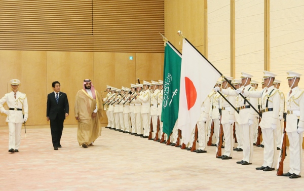 Photograph of the salute and the guard of honor