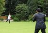 Photograph of Prime Minister Hatoyama playing catch with Mr. Kuwata (3)