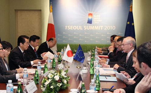 Photograph of Prime Minister Kan at the Japan-EU Summit