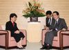 Photograph of the Prime Minister receiving a courtesy call from WHO Director-General Chan