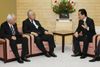 Photograph of the Prime Minister holding talks with Chairman of the Nippon Keidanren Yonekura and Chairman of the Japan Chamber of Commerce and Industry Okamura 1