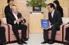Photograph of Prime Minister Kan meeting with FIFA President Blatter