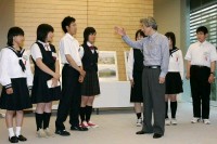 Photograph of Prime Minister talking with young people who took part in the Northern Youth Exchange Project
