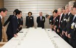 Photograph of the Prime Minister receiving a courtesy call from the UK members of the UK-Japan 21st Century Group 1