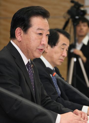 Photograph of Prime Minister Noda delivering an address at the meeting with former Prime Minister Naoto Kan, citizens' groups and others 2