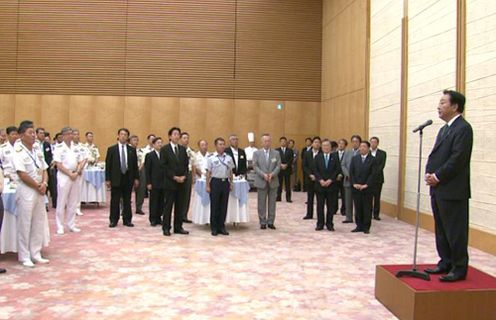 Photograph of the Prime Minister delivering an address at the party hosted by him accompanying the meeting of the Ministry of Defense and Self-Defense Force senior personnel 2