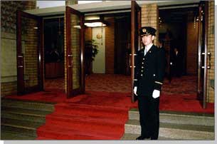 A guard wearing a special uniform