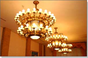 A chandelier in the Smoking Room