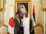 Photograph of Prime Minister Abe meeting with the Crown Prince of Abu Dhabi, His Highness General Sheikh Mohammed bin Zayed Al Nahyan