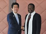 Photograph of Prime Minister Abe shaking hands with Interim President of the Republic of Mali Dioncounda Traoré