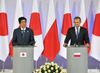 Photograph of the Prime Minister holding the Japan-Poland joint press conference