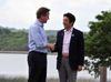 Photograph of Prime Minister Abe receiving a welcome from the Prime Minister of the United Kingdom, Mr. David Cameron