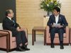 Photograph of Prime Minister Abe receiving the Recommendation from the President of the National Personnel Authority (NPA), Mr. Tsuneo Hara (2)