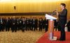 Photograph of the Prime Minister delivering an address at a party with the economic mission
