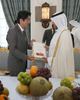 Photograph of the Prime Minister presenting Japanese fruit at a luncheon hosted by Prime Minister Sheikh Abdullah bin Nasser bin Khalifa Al Thani
