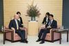 Photograph of Prime Minister Abe receiving a courtesy call from the Secretary of State for Foreign and Commonwealth Affairs of the United Kingdom, Rt. Hon. Mr. William Hague