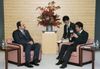 Photograph of Prime Minister Abe receiving a courtesy call from H.E. Dr. Khalid bin Mohamed Al-Attiyah, Foreign Minister of the State of Qatar