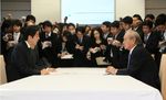 Photograph of Prime Minister Abe holding talks with H.E. Mr. Hirokazu Nakaima, Governor of Okinawa Prefecture (1)