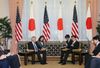 Photograph of Prime Minister Abe receiving a courtesy call from the Hon. Chuck Hagel, Secretary of Defense of the United States of America (2)