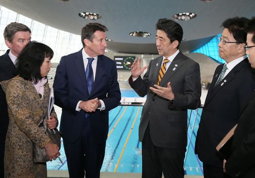 Photograph of the Prime Minister visiting the Olympic Park