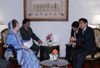 Photograph of Prime Minister Abe receiving a courtesy call from the Chairperson of the BNP