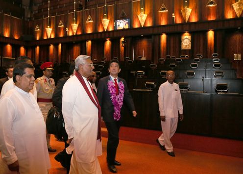 Photograph of the Prime Minister visiting the Parliament of Sri Lanka