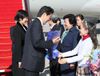 Photograph of the Prime Minister being welcomed at Beijing Capital International Airport