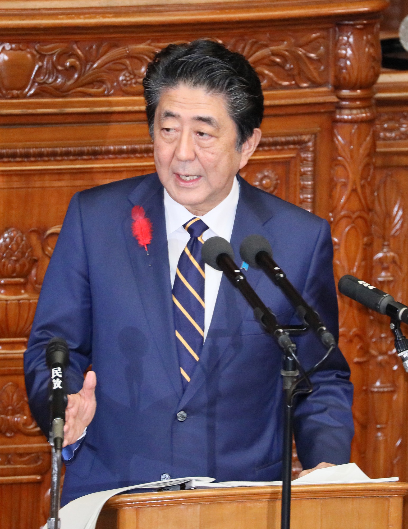 Photograph of the Prime Minister delivering a policy speech during the plenary session of the House of Representatives (5)