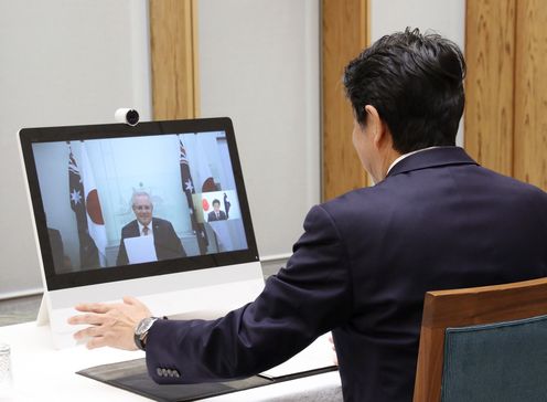 Photograph of the Prime Minister attending the video conference (2)