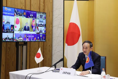 Photograph of the Prime Minister attending the video conference (1)