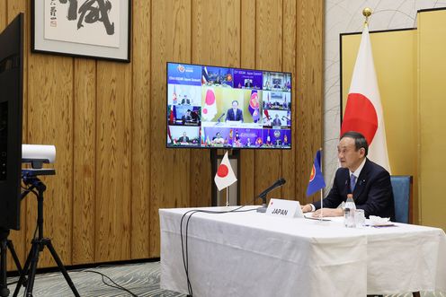 Photograph of the Prime Minister attending the video conference (2)