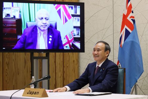 Photograph of the Japan-Fiji video conference summit meeting (2)