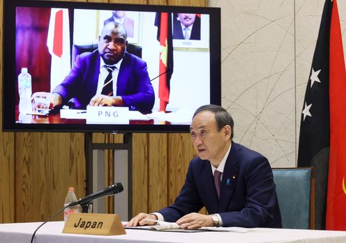 Photograph of the Japan-Papua New Guinea video conference summit meeting (1)